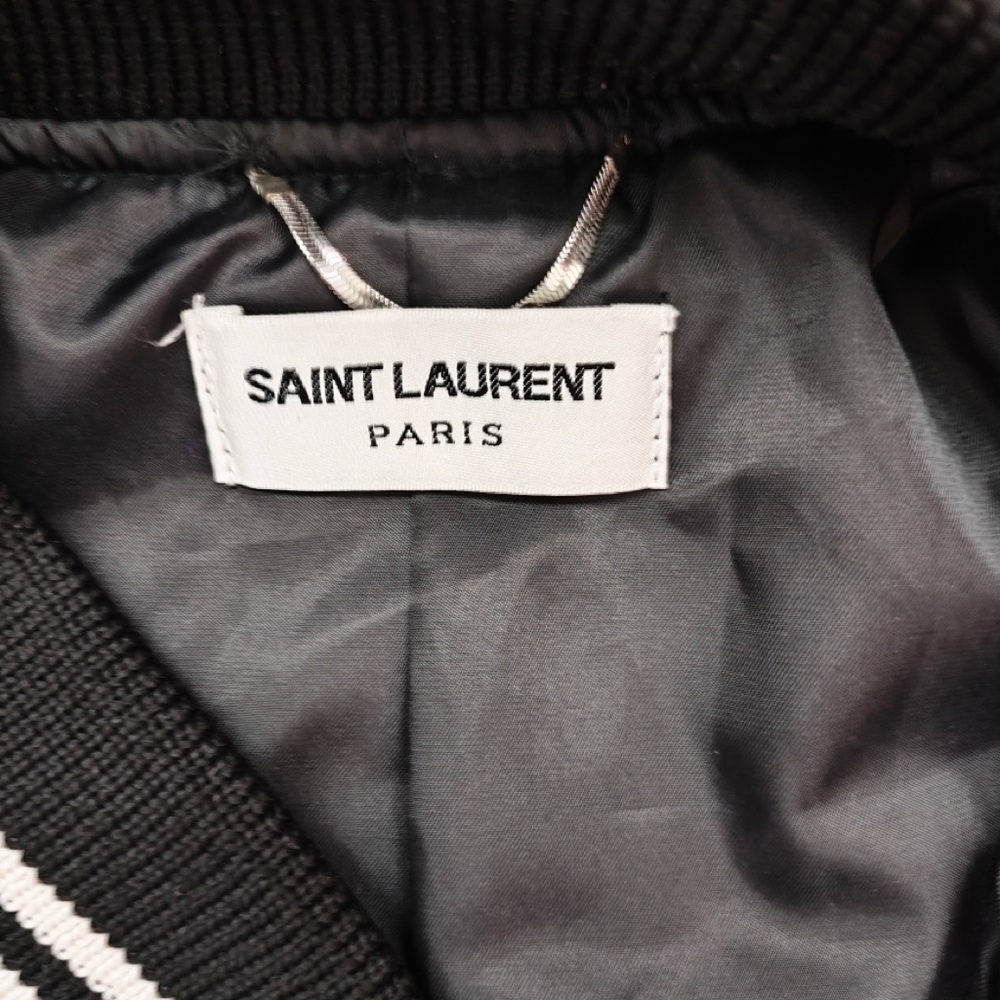 Saint Laurent Black varsity jacket with white trim - Picture 5 of 8
